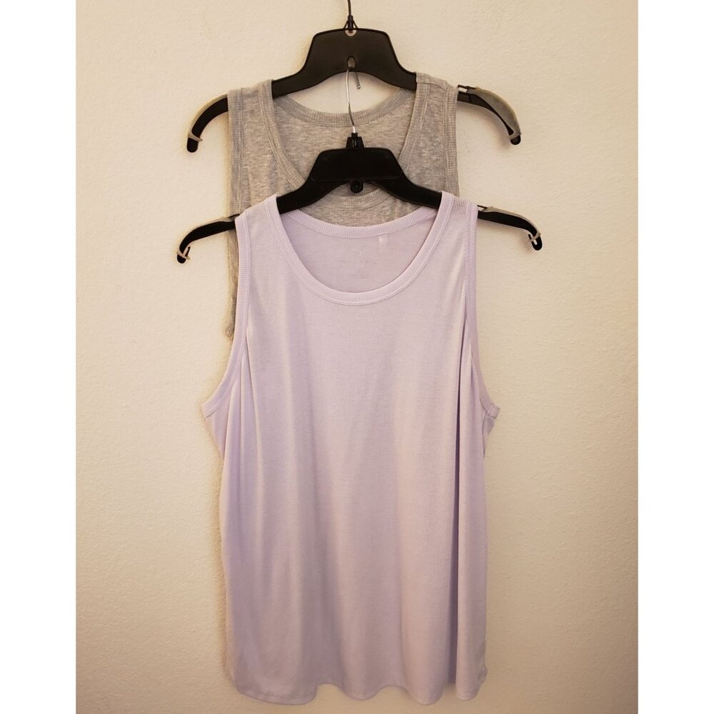 Bundle: 2 Danskin Rayon Blend Ribbed Tank Tops, 1 Grey 1 Lavender size 2X NWOT